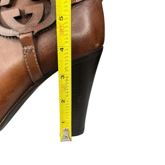Gucci Interlocking GG Brown Leather Riding Boots Size 40 US 10 *Read Description - Picture 10 of 15
